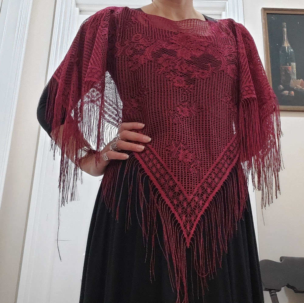 Burgundy sheer shawl